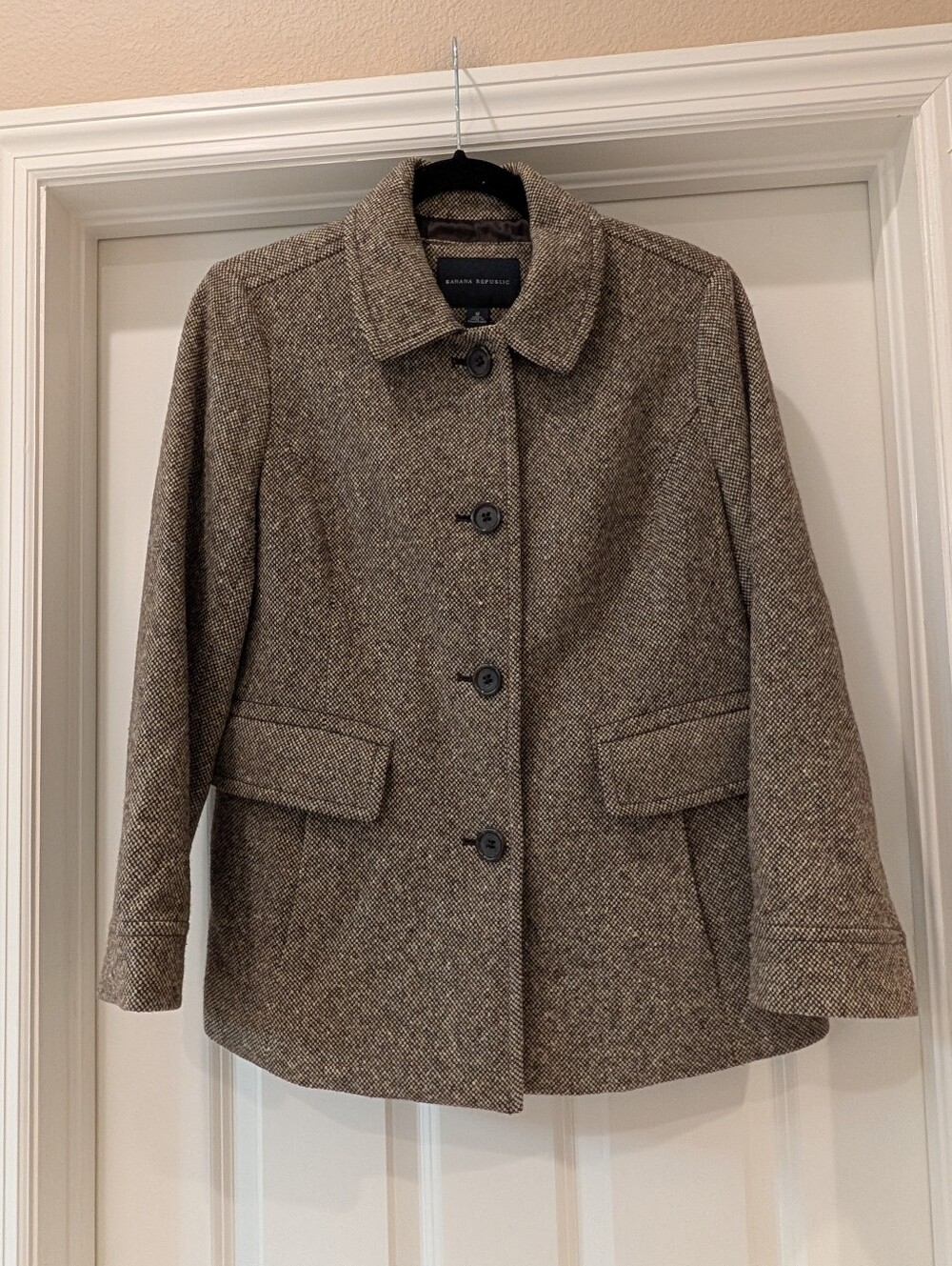 Banana Republic Wool Blend Tweed Short Lined Coat Size Medium